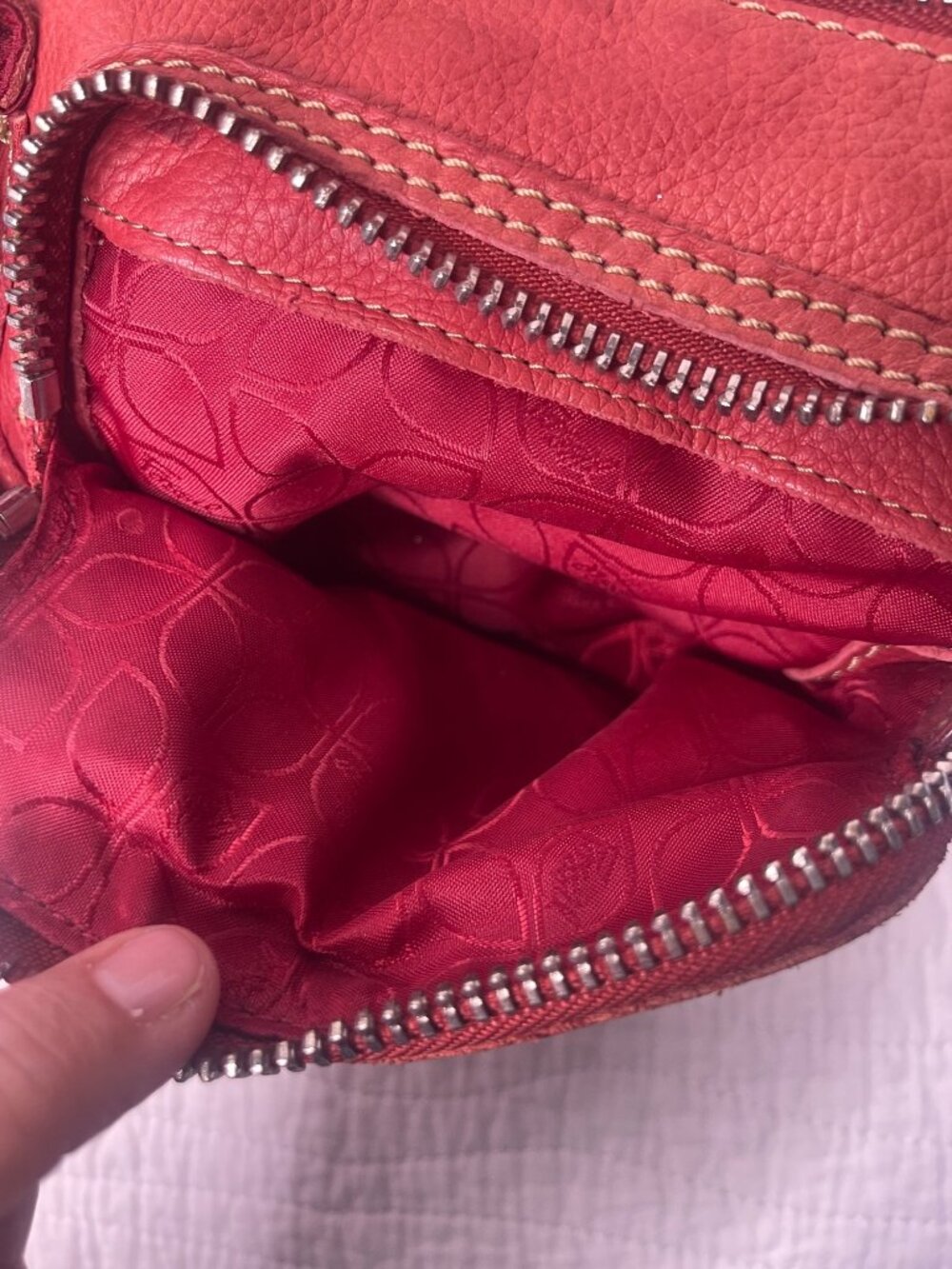 Vintage Fossil Sutter Soft Pebbled Leather Crossbody Red Everyday Purse Bag - Picture 7 of 15